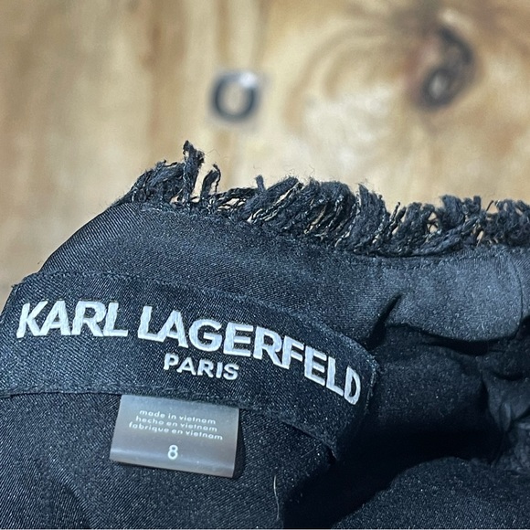 Karl Lagerfeld Paris tonal Tweed black Dress size 8 ruff edges @O - Picture 8 of 9